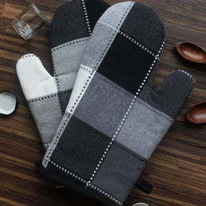 Cotton Dobby Black Oven Gloves Pack Of 2