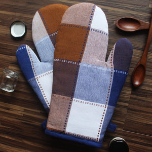 Cotton Dobby Blue Oven Gloves Pack Of 2