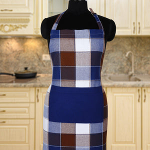 Cotton Dobby Blue With Solid Pocket Free Size Apron