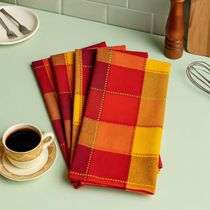 Cotton Dobby Red Kitchen Towels Pack Of 4