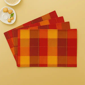 Cotton Dobby Red Table Placemats Pack Of 4
