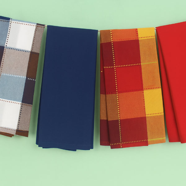 Cotton Dobby Red and Blue kitchen Towels Pack Of 4