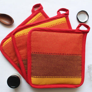 Cotton Dobby Stripe Pot Holders Pack of 3