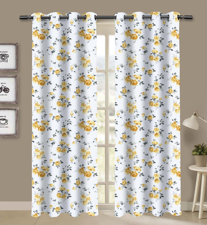 Cotton Elan Flower 7ft Door Curtains Pack Of 2