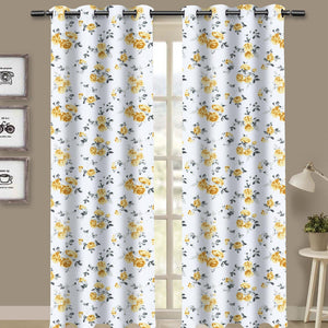 Cotton Elan Flower 7ft Door Curtains Pack Of 2