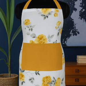 Cotton Elan Flower With Solid Pocket Free Size Apron