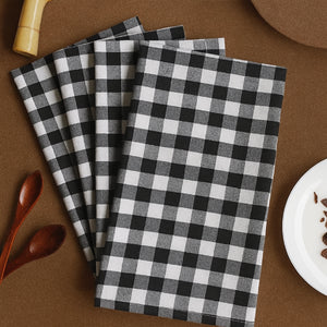 Cotton Gingham Check Black Kitchen Towels Pack Of 4 freeshipping - Airwill