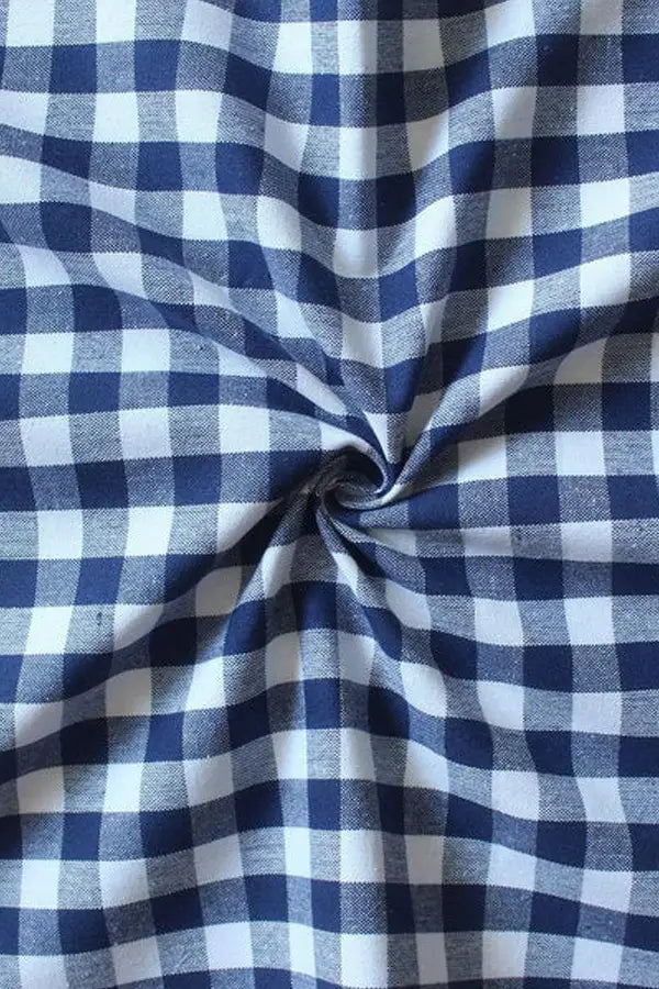 Cotton Gingham Check Blue Free Size Apron
