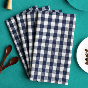 Cotton Gingham Check Blue Kitchen Towels Pack Of 4 freeshipping - Airwill