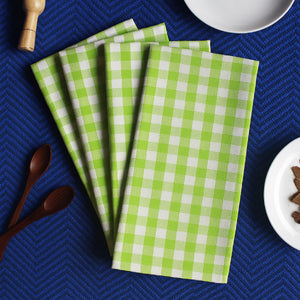 Cotton Gingham Check Green Kitchen Towels Pack Of 4 freeshipping - Airwill