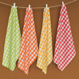 Cotton Gingham Check Multicolor Kitchen Towels Pack Of 4 freeshipping - Airwill