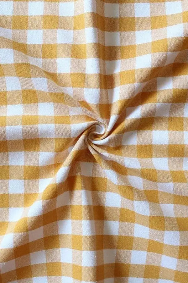 Cotton Gingham Check Yellow Free Size Apron