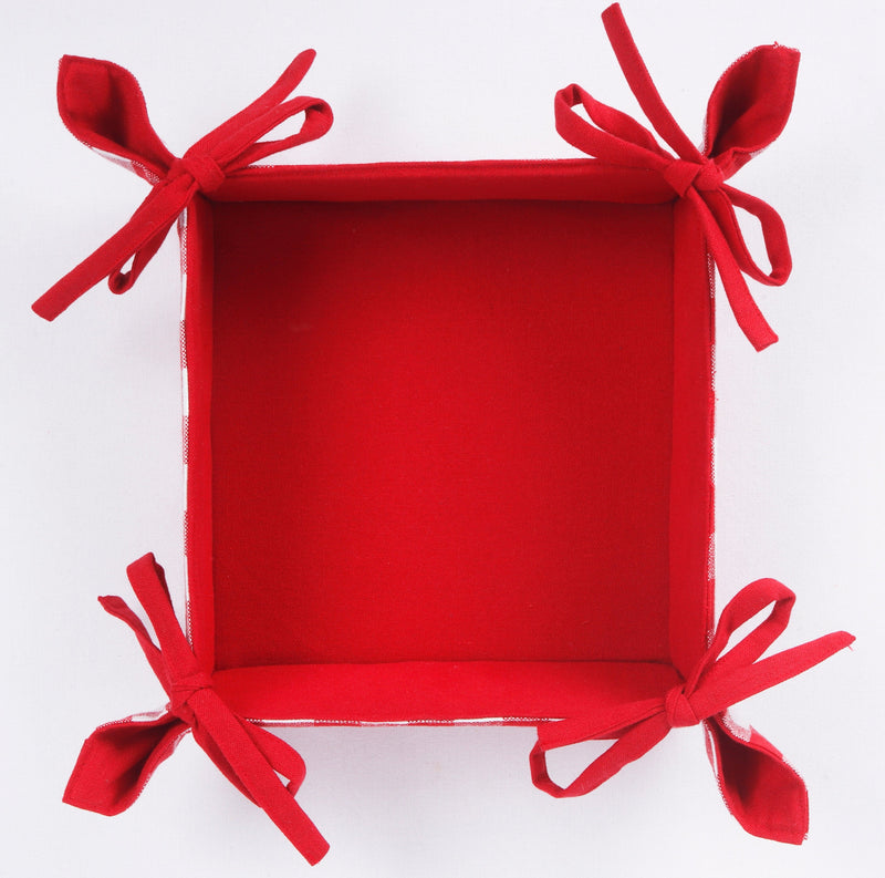 Cotton Gingham Checks Red Bread Basket