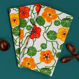 Cotton Green and Orange Flower Kitchen Towels Pack Of 4 freeshipping - Airwill