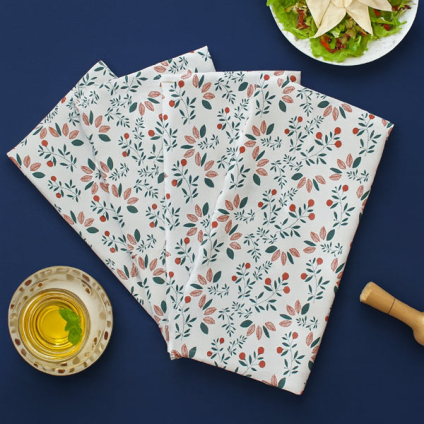 Cotton Kathambari Leaf Kitchen Towels Pack of 4