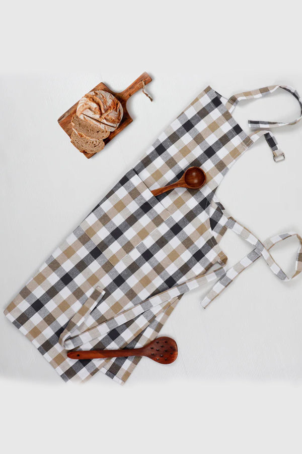 Cotton Lanfranki Grey Check Free Size Apron