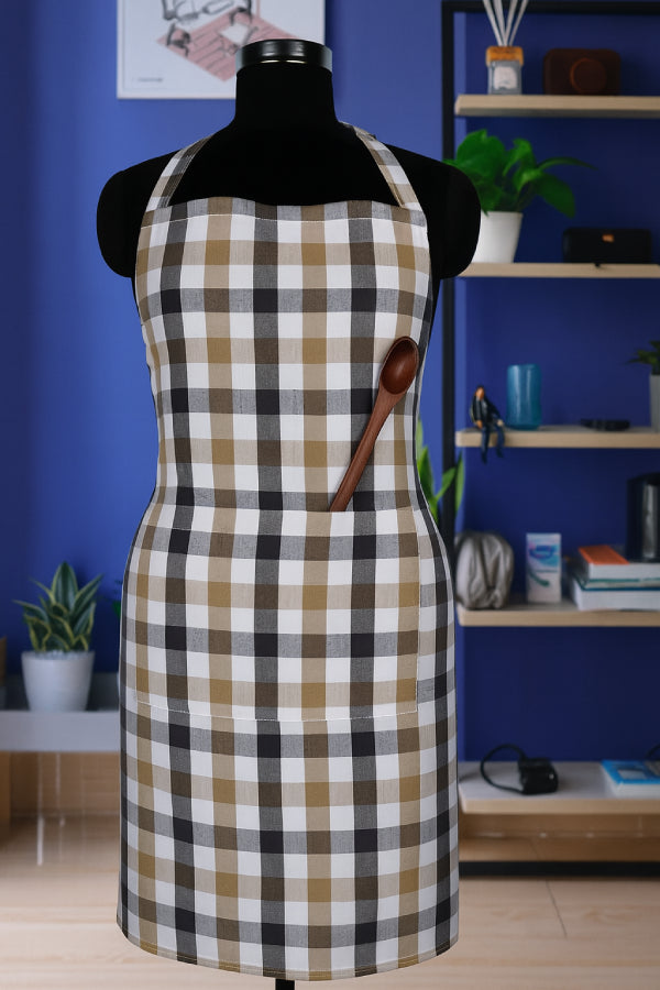 Cotton Lanfranki Grey Check Free Size Apron