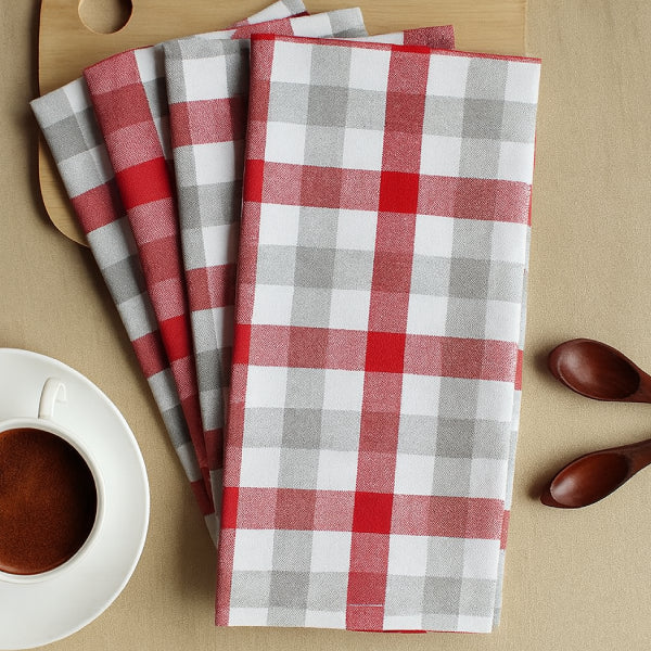 Cotton Lanfranki Red Kitchen Towels Pack Of 4