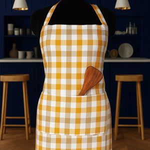 Cotton Lanfranki Yellow Check Free Size Apron