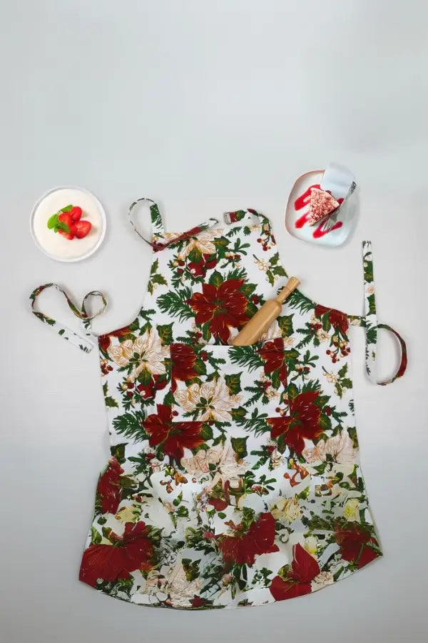 Cotton Maroon Flower Free Size Apron