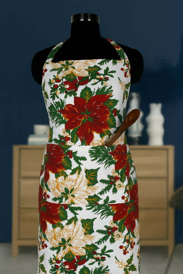 Cotton Maroon Flower Free Size Apron