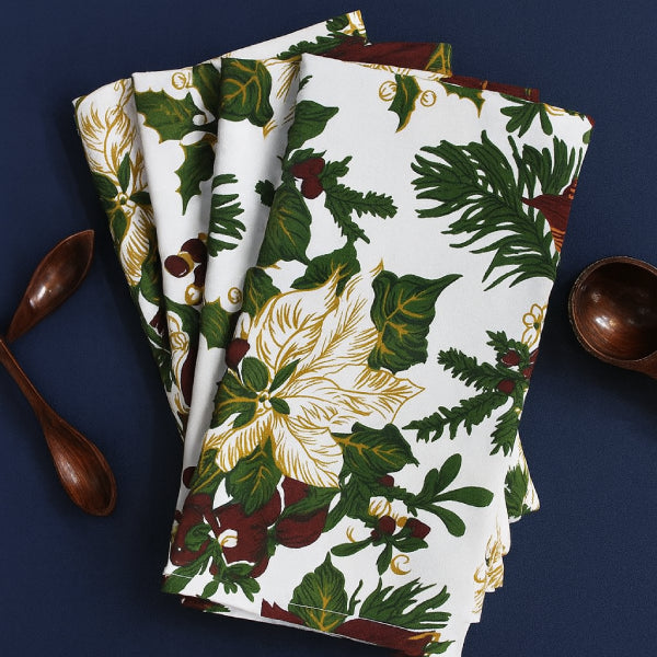 Cotton Maroon Flower Kitchen Towels Pack Of 4