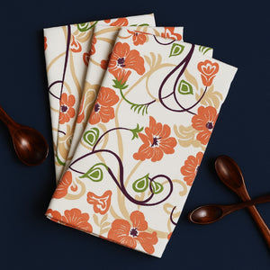 Cotton Orange Flower Kitchen Towels Pack Of 4 freeshipping - Airwill