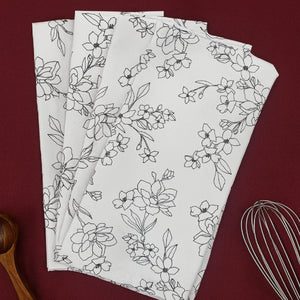Cotton Pencil Flower Kitchen Towels Pack Of 4 freeshipping - Airwill