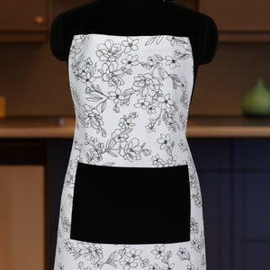 Cotton Pencil Flower With Solid Pocket Free Size Apron