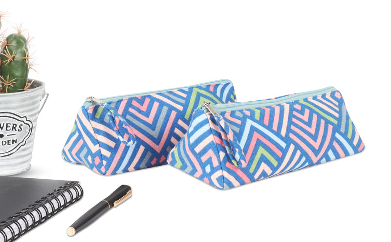 Cotton Skyblue Pencil Pouches - Pack of 2 pcs