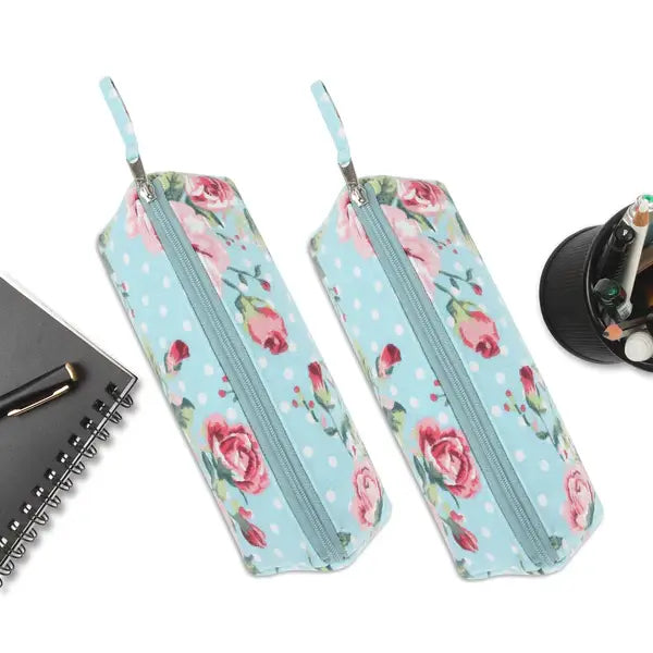 Cotton Blue Pencil Pouches Pack of 2