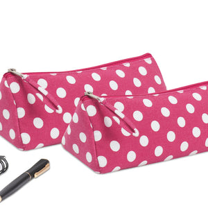 Cotton Pink Whit Dot Pencil Pouches - Pack of 2 pcs