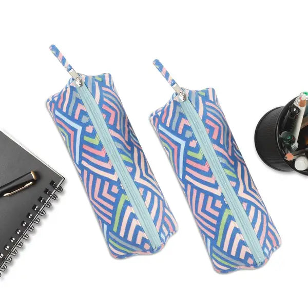 Cotton Skyblue Pencil Pouches - Pack of 2 pcs