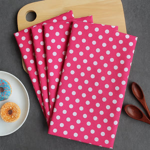 Cotton Pink Polka Dot Kitchen Towels Pack Of 4 freeshipping - Airwill