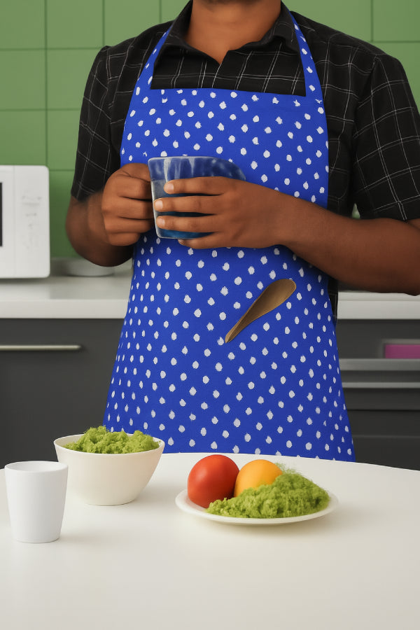Cotton Polka Dot Blue Free Size Apron