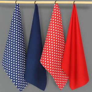 Cotton Polka Dot Blue and Red Kitchen Towels Pack Of 4 freeshipping - Airwill