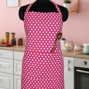 Cotton Polka Dot Pink Free Size Apron