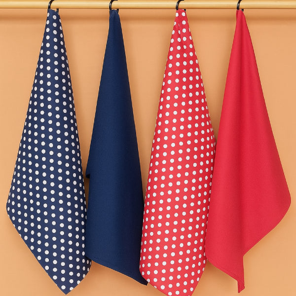 Cotton Polka Dot Pink and Blue Kitchen Towels Pack Of 4