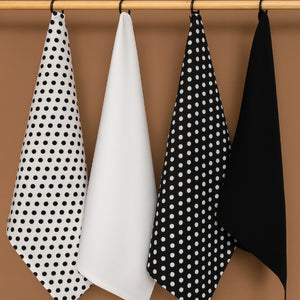 Cotton Polka Dot White and Black Kitchen Towels Pack Of 4 freeshipping - Airwill