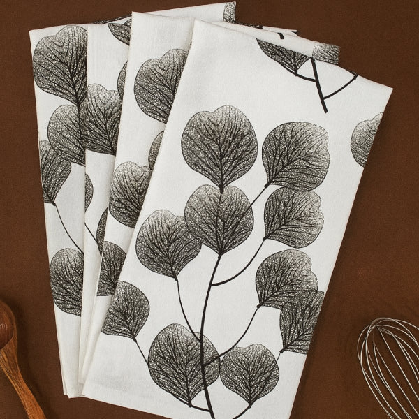 Cotton Root Leaf Kitchen Towels Pack Of 4