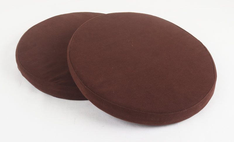Cotton Brown Round Chair Pad Pack of 2