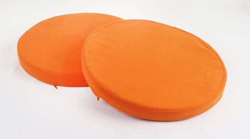 Cotton Round Orange Chair Pad Pack of 2