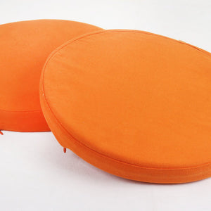 Cotton Round Orange Chair Pad Pack of 2