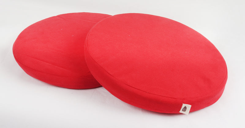 Cotton Red Round Chair Pad Pack of 2
