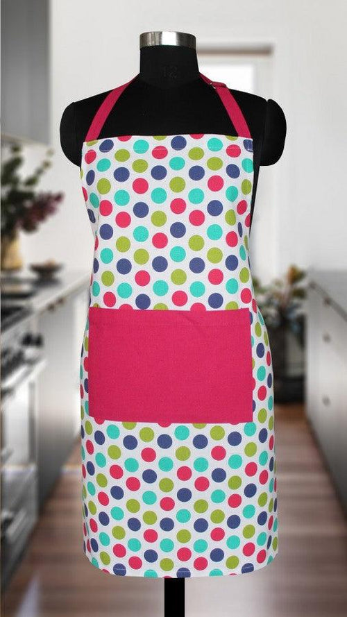 Cotton Singer Dot With Solid Pocket Free Size Apron