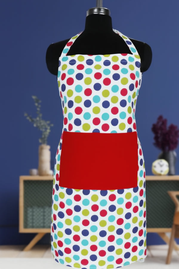 Cotton Singer Dot with Solid Pocket Free Size Apron