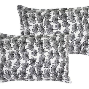 Cotton Single Leaf Black Pillow Covers Pack Of 2