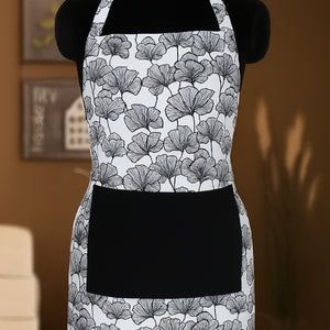 Cotton Single Leaf Black With Solid Pocket Free Size Apron