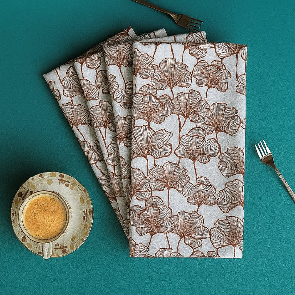 Cotton Single Leaf Brown Kitchen Towels Pack Of 4