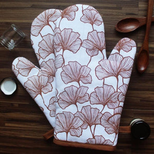 Cotton Single Leaf Brown Oven Gloves Pack Of 2